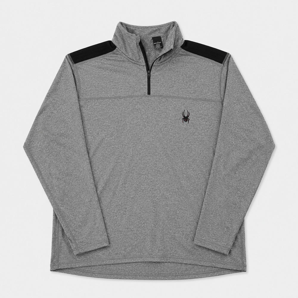 Spyder Active Mens XL Gray Proweb Quarter Zip Pullover Fleece Stretch